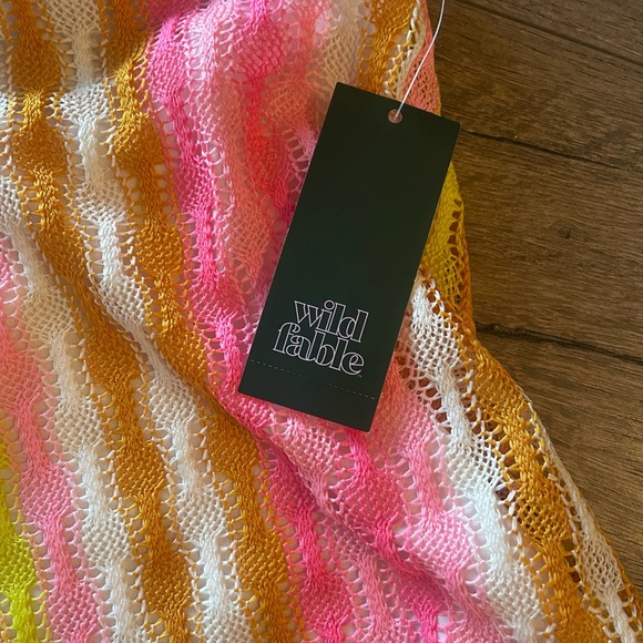 Wild Fable Women's Sleeveless Bodycon Dress Cover Up - Warm Multi Striped 1X NWT - Picture 6 of 10